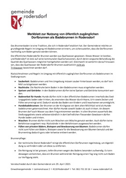 Merkblatt Brunnenbaden in Rodersdorf Merblatt
