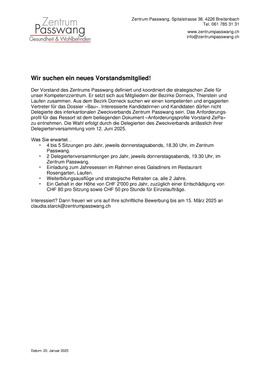 Ausschreibung Vorstand Ausschreibung