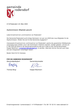 Asylkommission_Mitglieder gesucht Mitglieder gesucht