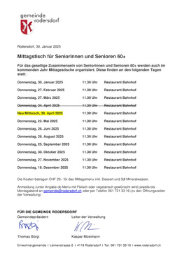 Flyer Mittagstisch Senioren Mittagstisch für Seniorinnen und Senioren