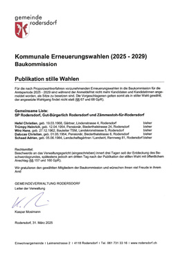 Baukommission Stille Wahl Baukommission