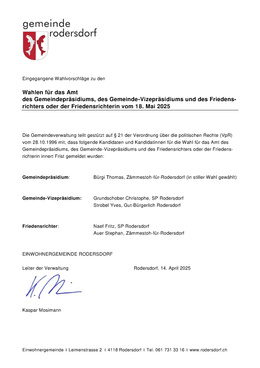 Wahlvorschläge Beamtenwahlen Wahlvorschläge