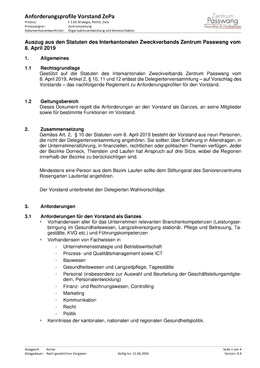 Anforderungsprofile Vorstand ZePa Anforderungsprofil