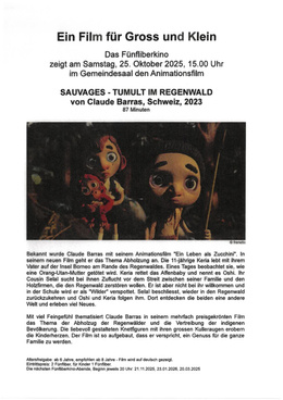 Flyer Fünfliberkino 25.10.2025 Kinderfilm Fünfliberkino