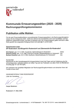 Rechnungsprüfungskommission Stille Wahl Rechnungsprüfungskommission
